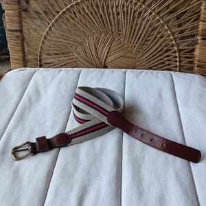 Vintage Coach Leather And Wool Brown and Tan Belt with Stripes_36